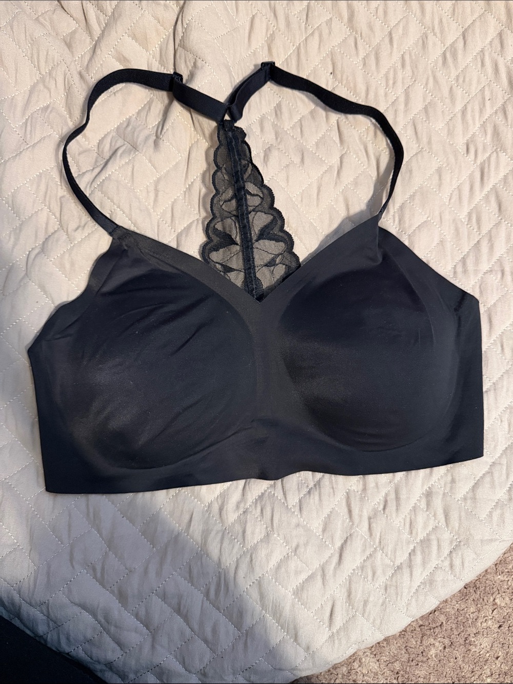 True & Co. Black Lace-Racerback Wireless Bralette